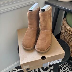 NEW UGG Original Tan-Brown Mid-Rise Suede Fur Boots Women’s SIZE 5